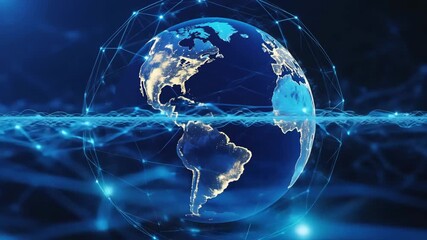 Digital earth globe hologram network connection, global network technology concept background - Powered by Adobe