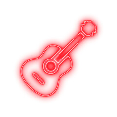 Red Guitar Icon with Rounded Body and Simple Headstock for Music Branding, App UI, and Event Flyers