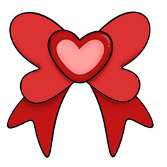 red heart with ribbon