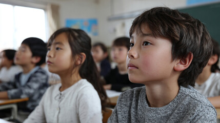 Asian kids in the school.