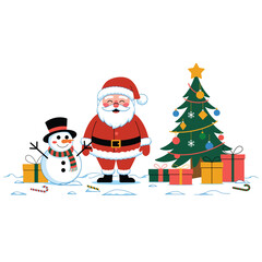 Festive Fun: Santa Claus, Snowman, and Christmas Joy Together