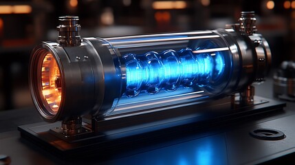 Futuristic energy device with glowing light.