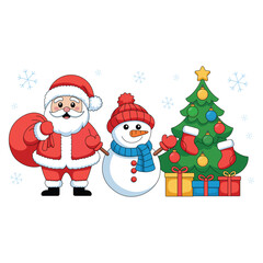 Festive Fun: Santa Claus, Snowman, and Christmas Joy Together