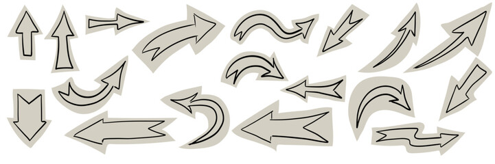 Cute torn paper collage with playful doodles. Crayon scribbles and kid-style drawings for zine, journal or scrapbook art. Vector naive design collection.