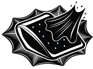 Stylized Illustration of a Wipe Cleaning a Surface, Emphasizing Cleanliness and Removal of Particles