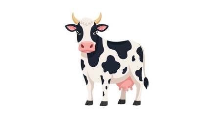 Dairy Cow Illustration Black and White Spotted Livestock Farm Animal Isolated on White