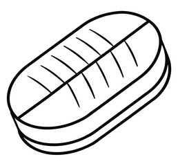 Outline of a Chewable Tablet on White Background Medical Treatment and Pharmaceutical Dosage