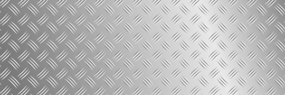 Brushed chrome steel background featuring silver diamondplate pattern with industrial checker surface perfect for vector design wallpaper and material art projects