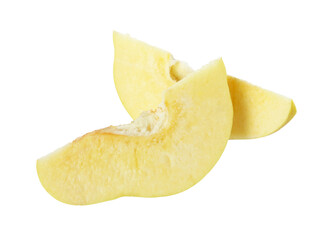 Pieces of fresh ripe quince isolated on white