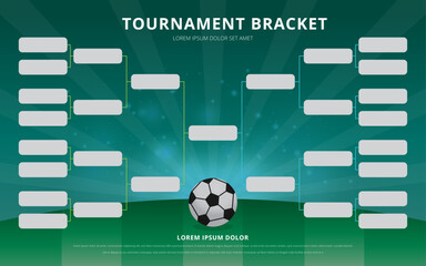 Football Tournament, Bracket Poster Template, Soccer Cup, Championship Vector Design, Match Schedule Layout
