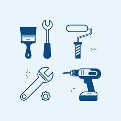 Set of construction and repair tools icons vector