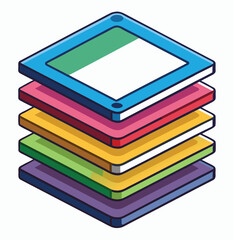 Isometric Layers Stack Colorful Abstract Illustration for Web Design and Presentation