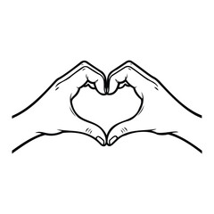 Fototapeta premium Closeup of two hands forming a heart shape, , symbolizing love and affection vector illustration