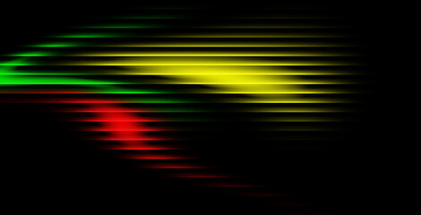 Striking red, yellow, and green bars on black create a vibrant modern background for music, technology, or innovative concepts