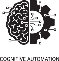 human brain model with gear black illustration 