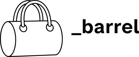 Simple line drawing of a barrel bag