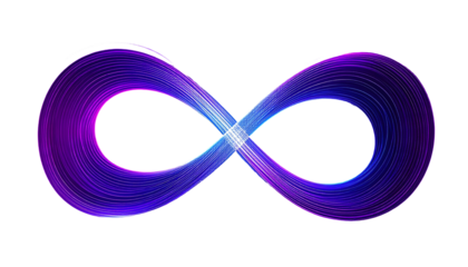 Glowing infinity symbol with blurred, colorful lines on black
