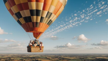 Hot Air Balloon Adventure - A Colorful Flight Over the Landscape.