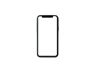 Smartphone with blank white screen, modern mobile device, isolated on transparent background, digital technology, minimal design, template for app display, clean and simple style