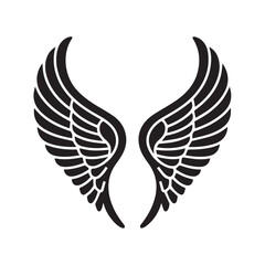 Obraz premium Pair of black wings isolated on white background, symbolizing freedom and flight