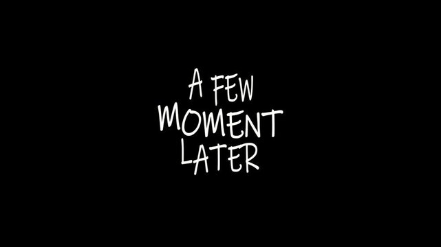 &ldquo;A Few Moments Later&rdquo; text animation with vibrant glitch effect, dynamic 4K typography style and digital distortion motion.