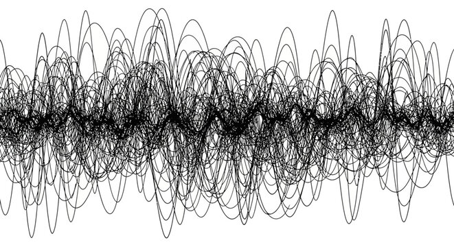 High-Contrast Psychedelic Abstract Sound Wave Line Art Vector Illustration