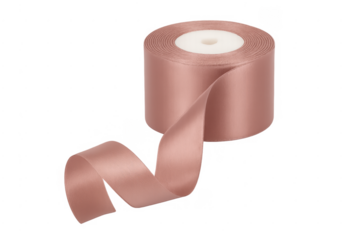 Pink satin ribbon spool unwinding for decoration