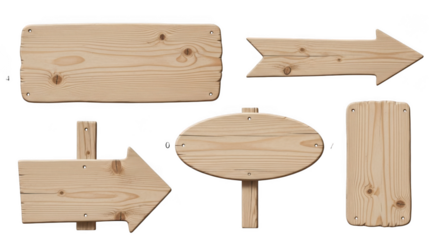 Wood signs isolated on transparent background