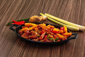 Roasted beef meat with vegetables