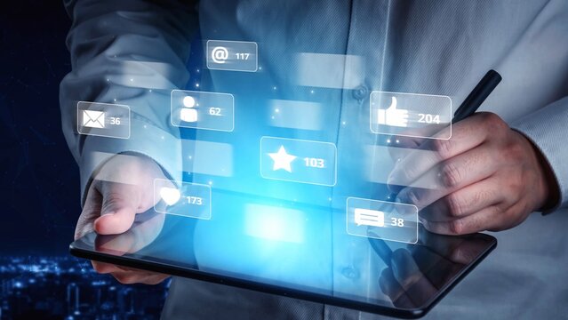 Social media engagement with interaction metrics showing comments, social media reactions, social media messages, and social media connections. Marrow - Powered by Adobe