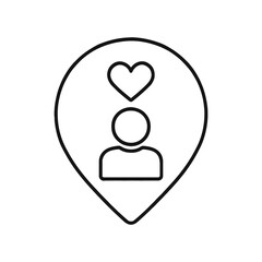 Thin-line client loyalty icon inside a circular pin, representing trust and satisfaction. Perfect for CRM dashboards and business relation UIs.