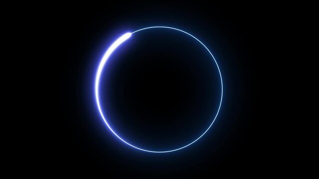 circle glow border concept on the transparent background. glowing neon circle frame icon animation. alpha channel, seamless loop, neon circle frame loading icon animation.