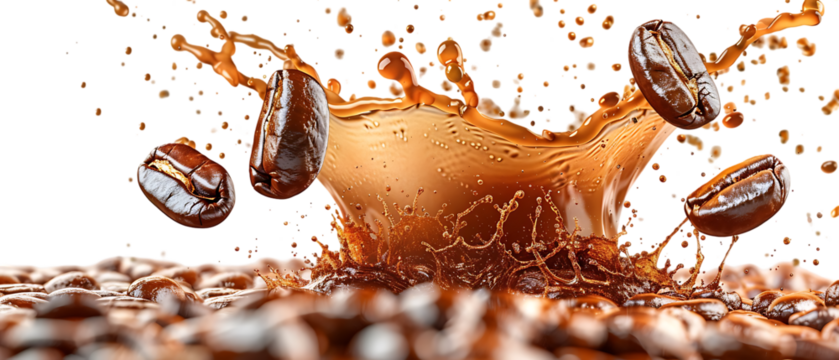 Coffee bean splash.