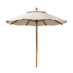Large Patio Umbrella Standing on Wooden Base for Sun Protection at Outdoor Space
