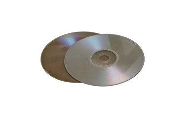 Two Overlapping Optical Discs DVD on Transparent Background