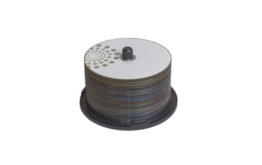 Large Stack of Optical Discs on Spindle Transparent Background