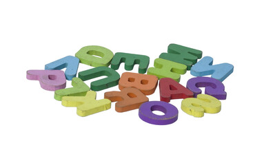 Scattered Colorful Plastic Capital Alphabet Letters on Transparent Background