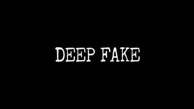 Deep Fake animated text with intentional distortion glitch effect. 4k quality video.