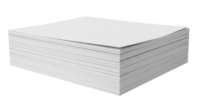 Paper stack isolated on transparent background