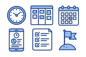 Outline icons for time management and planning