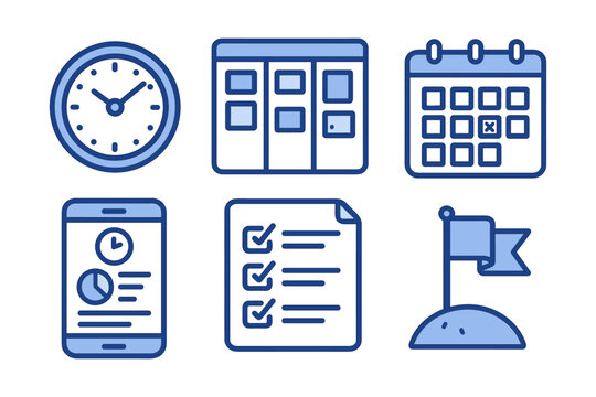 Outline icons for time management and planning