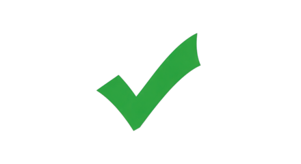 Green Check Mark Symbol Isolated on White Background.