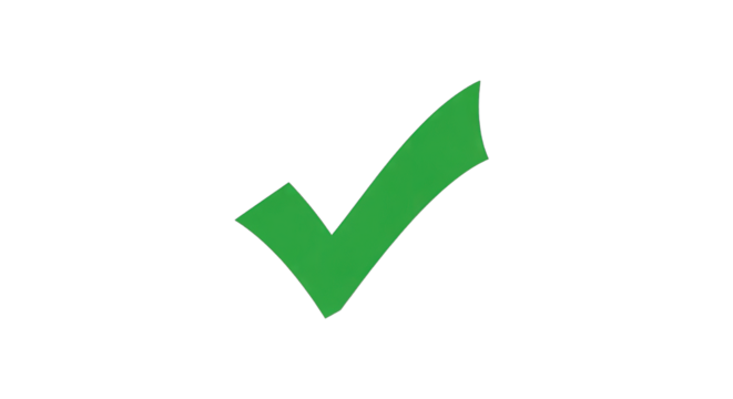 Green Check Mark Symbol Isolated on White Background.