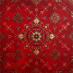 Elegant Blood Red Floral Chinoisserie Background.