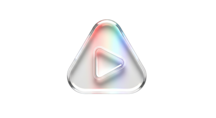 Iridescent Play Button Icon: Modern and Sleek Design.