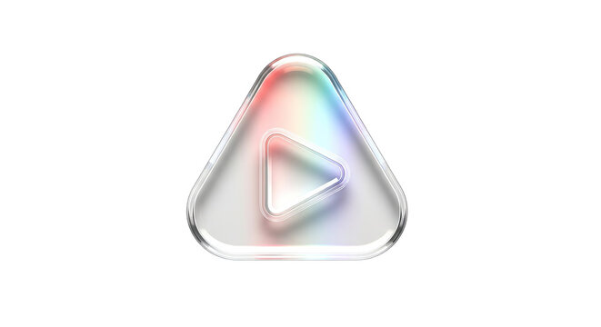 Iridescent Play Button Icon: Modern and Sleek Design.