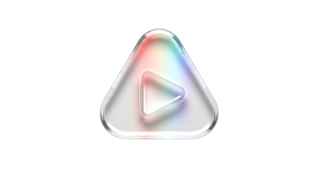 Iridescent Play Button Icon: Modern and Sleek Design.