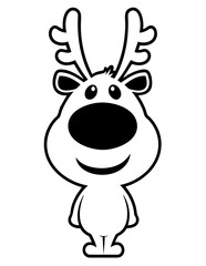 standing reindeer with big nose, cute Christmas Rudolph character