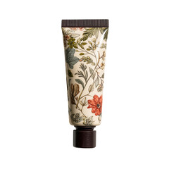 Fototapeta premium Luxury Hand Cream Design With Botanical Elements on Cream Background