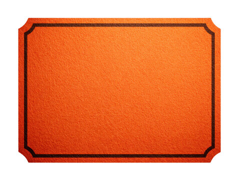 Orange textured blank certificate with black border, rectangular shape, vintage style, suitable for award, diploma, or invitation design, elegant and formal appearance